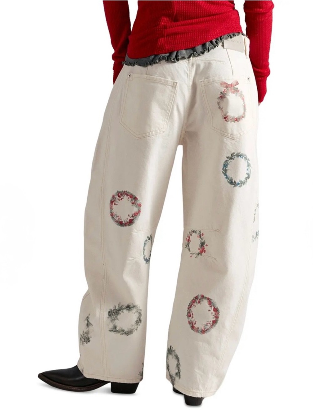 NWT We The Free Good Luck Printed Barrel Jeans - Picture 6 of 8